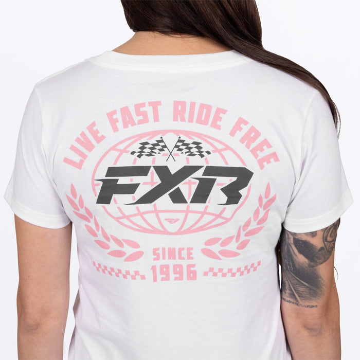 FXR WOMEN'S WORLDWIDE PREMIUM T-SHIRT in White/Dusty Rose