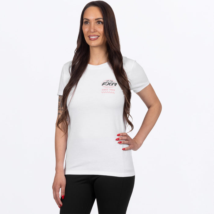 FXR WOMEN'S WORLDWIDE PREMIUM T-SHIRT in White/Dusty Rose