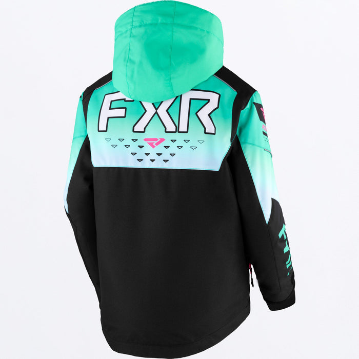 FXR Helium Youth Jacket in Black/Mint Fade/E Pink