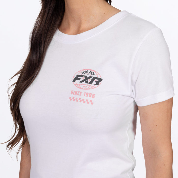 FXR WOMEN'S WORLDWIDE PREMIUM T-SHIRT in White/Dusty Rose