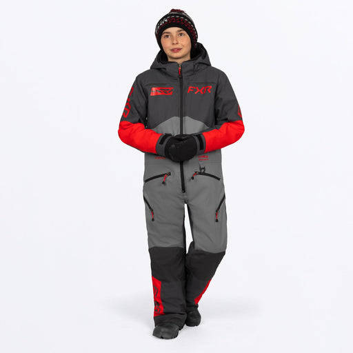 FXR Youth Vertical Monosuit in Ti/Asphalt/Red