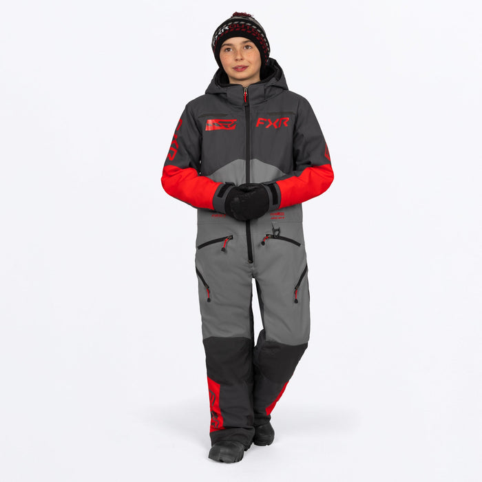 FXR Youth Vertical Monosuit in Ti/Asphalt/Red