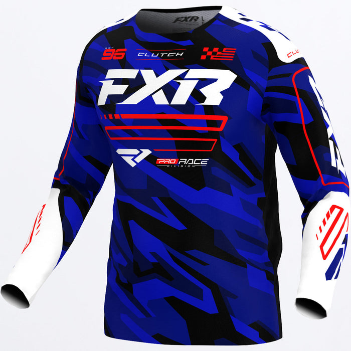 FXR CLUTCH YOUTH JERSEY 2025 in Blue Camo/Red