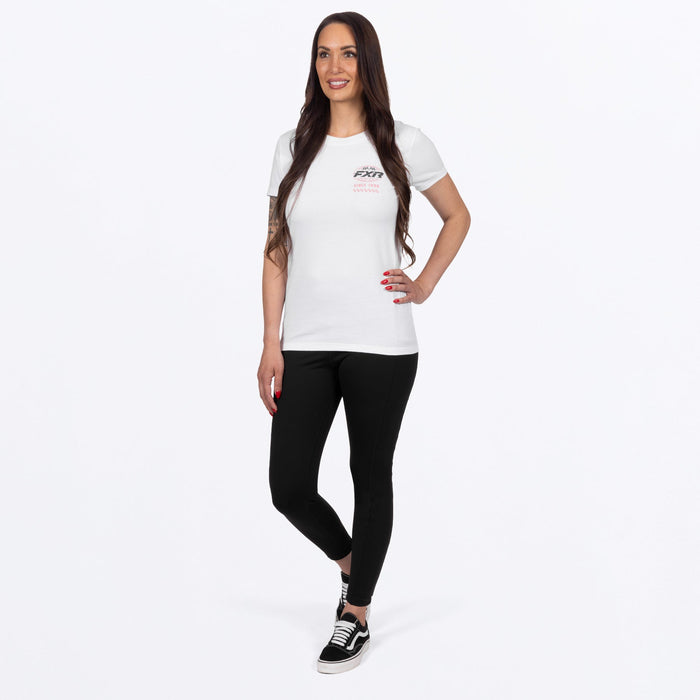 FXR WOMEN'S WORLDWIDE PREMIUM T-SHIRT in White/Dusty Rose