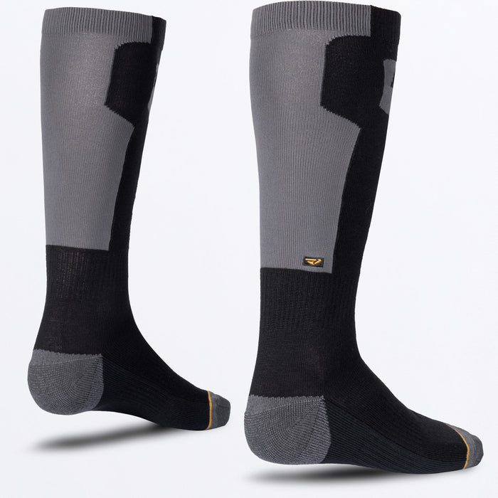FXR VAPOR MERINO SOCK SNOW 2027 in Asphalt/Black