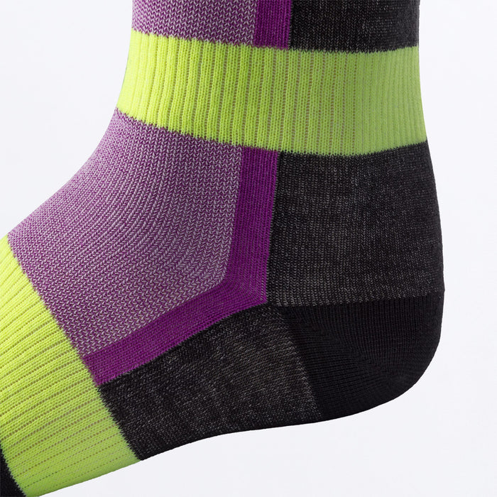 FXR RIDING SOCK (1 PAIR) SNOW 2027 in Pink/Purple/HiVis