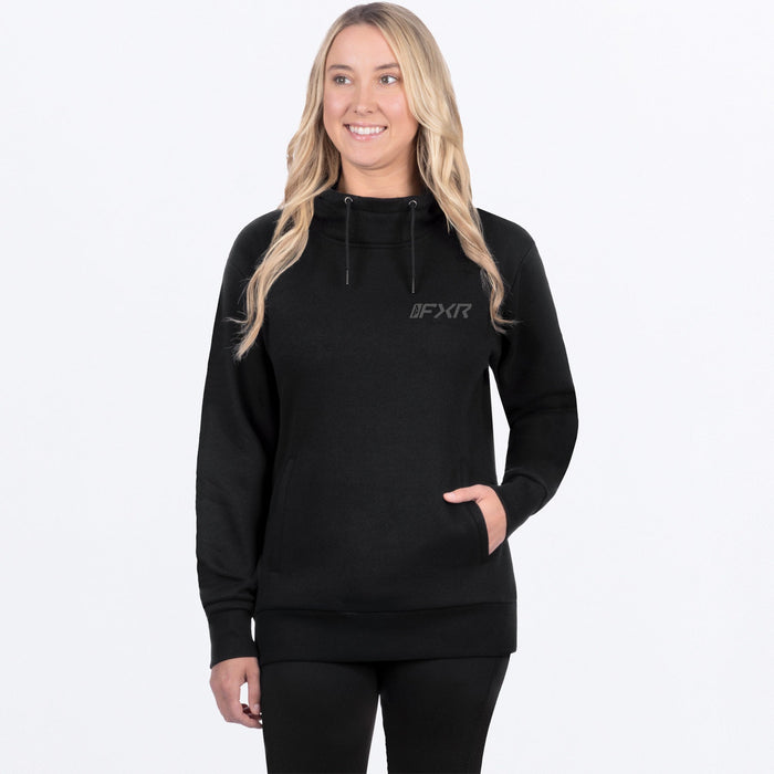 FXR WOMEN'S MITERED COTTON PULLOVER HOODIE in Black Ops
