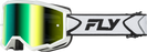 FLY RACING ZONE GOGGLES - YOUTH 2026 in White/Black w/ Iridescent Green Mirror Lens