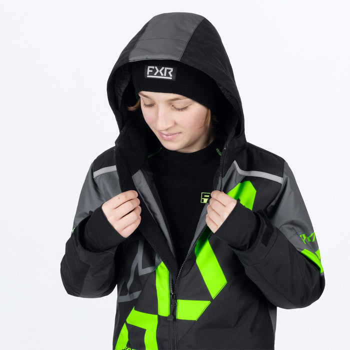 FXR YOUTH COLD CROSS CX MONOSUIT 2025 - Black/Charcoal/Lime