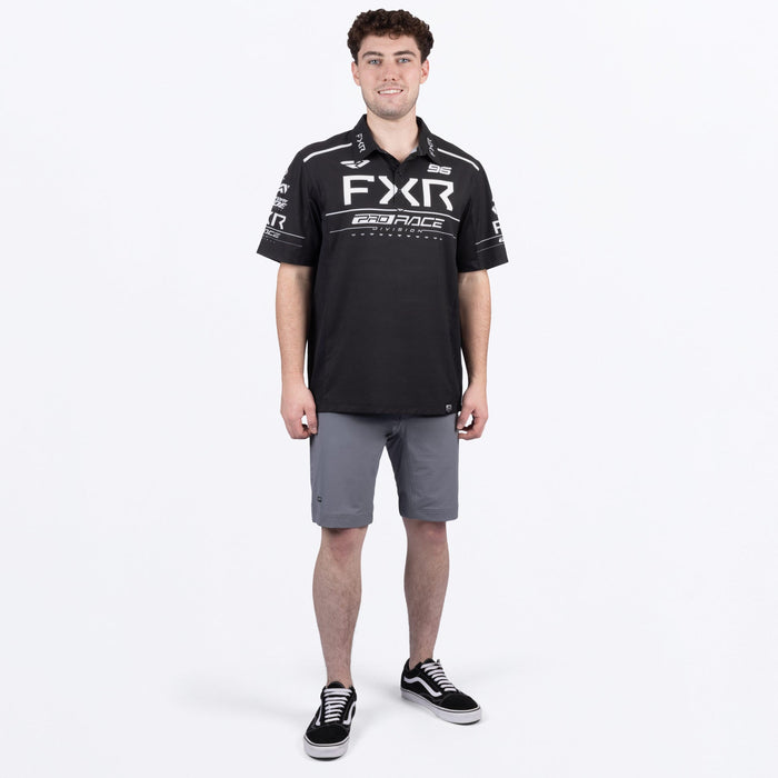 FXR RACE DIVISION PERFORMANCE UPF POLO SHIRT 2025 - Black/White