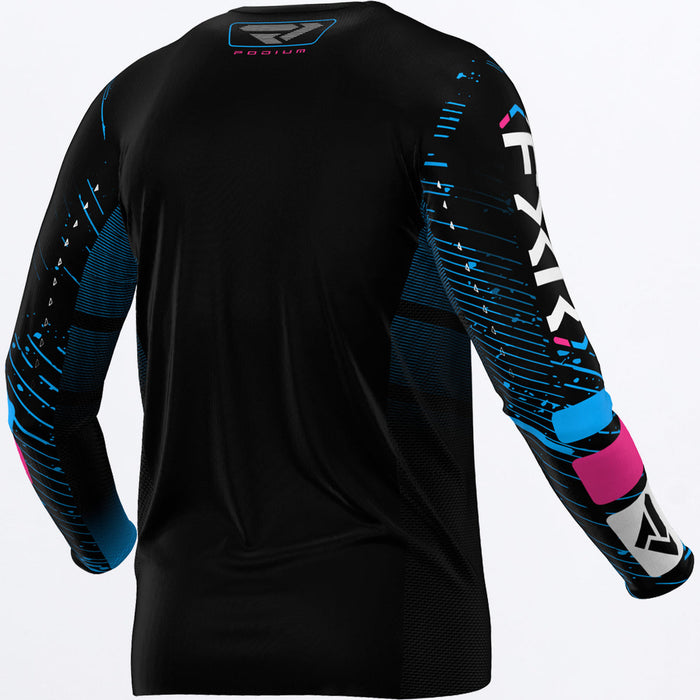 FXR PODIUM YOUTH JERSEY 2025 in Black/Cyan/Pink