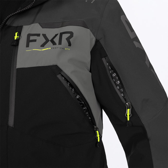 FXR VERTICAL MTX LITE MONOSUITS in Black/Asphalt/HiVis