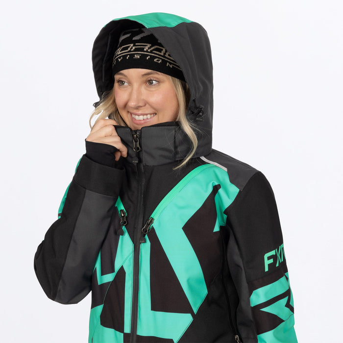 FXR Women's Cold Cross CX F.A.S.T.™ Monosuit in Black/Asphalt/Mint
