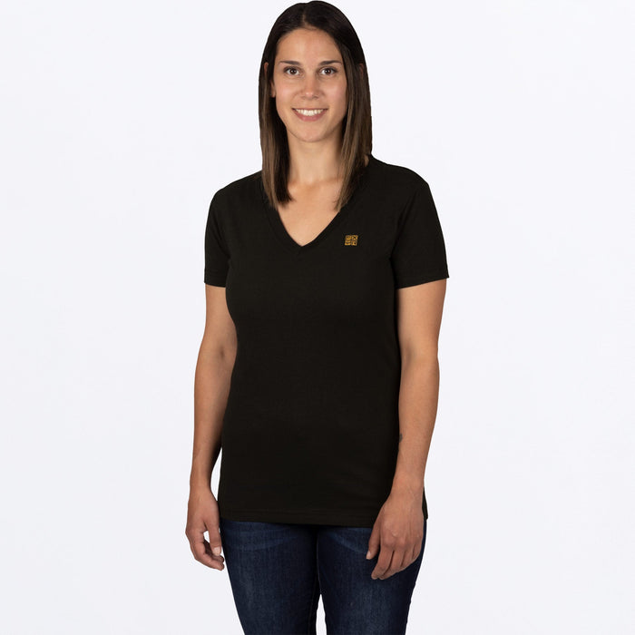 FXR Ride-X Women's Premium V-Neck T-shirt in Black/Canvas