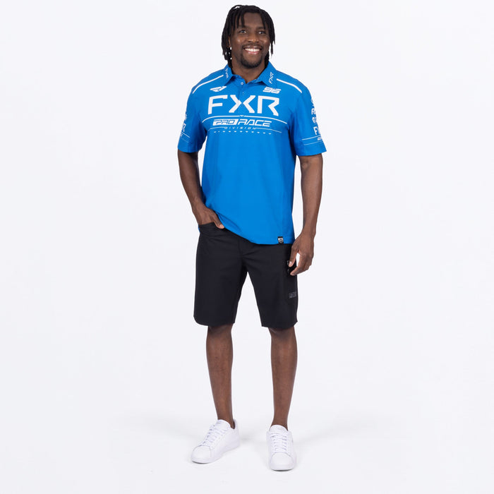 FXR RACE DIVISION PERFORMANCE UPF POLO SHIRT 2025 - Blue/White