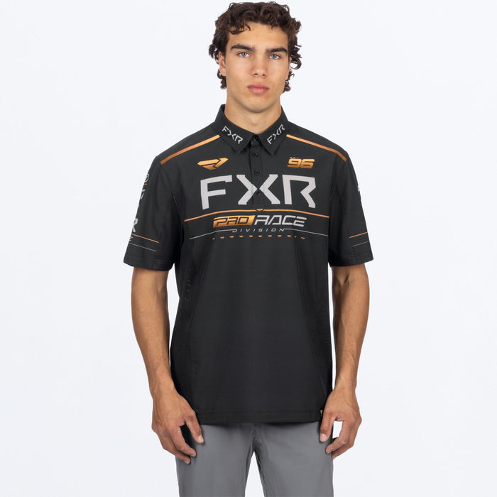 FXR RACE DIVISION PERFORMANCE UPF POLO SHIRT 2025 - Black/Kash