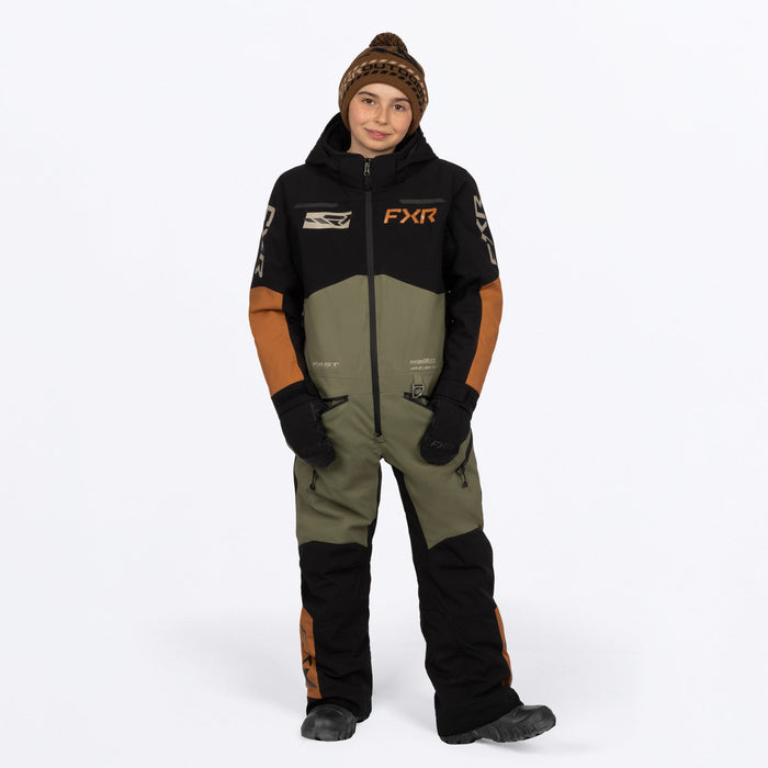 FXR Youth Vertical Monosuit in Moss/Umber/Stone