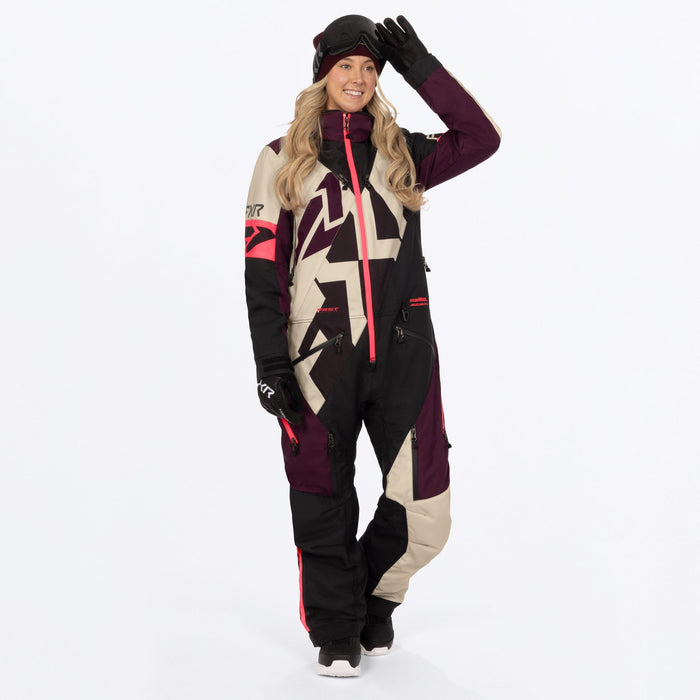 FXR Women's Cold Cross CX F.A.S.T.™ Monosuit in Sand/Plum/Coral
