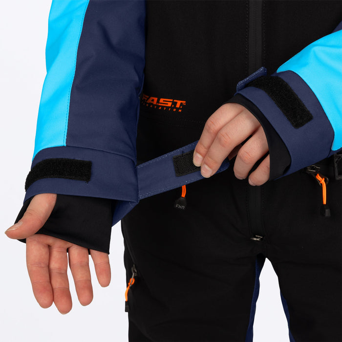 FXR Youth Vertical Monosuit in Midnight/Blue/Orange