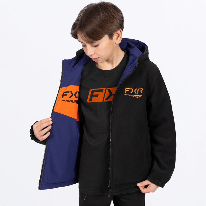 FXR YOUTH ASCEND REVERSIBLE JACKET in Deep Cobalt/Jaffa Orange