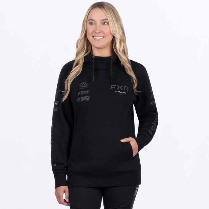 FXR STACK COTTON PULLOVER WOMEN'S HOODIE 2025 - Black/Maui Blue