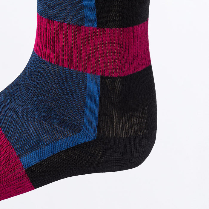 FXR RIDING SOCK (1 PAIR) SNOW 2027 in Blue/Black/Razz