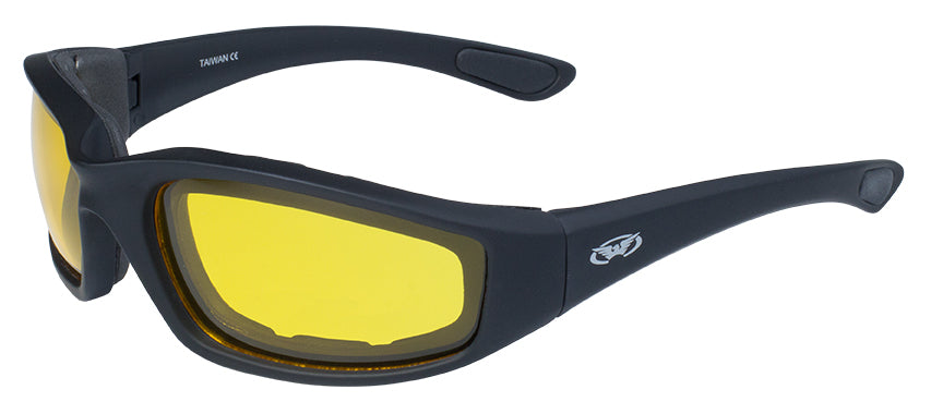 GLOBAL VISION KICKBACK SUNGLASSES in Black - Yellow Lens