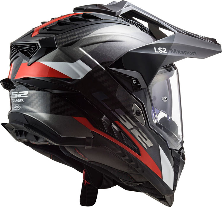 LS2 EXPLORER CARBON FRONTIER HELMET 2026 in Glossy Titanium/Red
