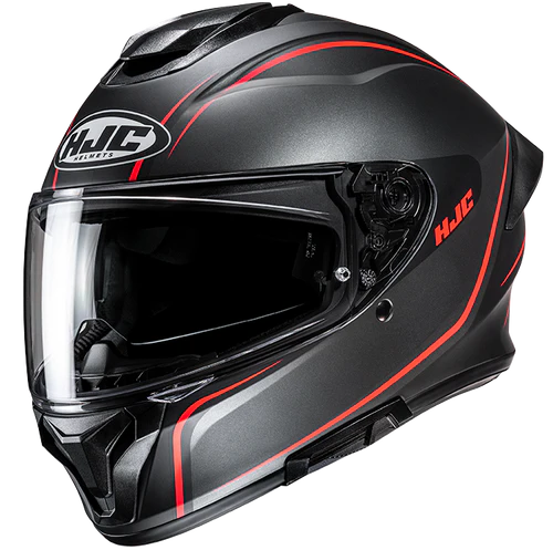 HJC C71 QUEZ HELMET 2026 in Semi-flat Black/Red