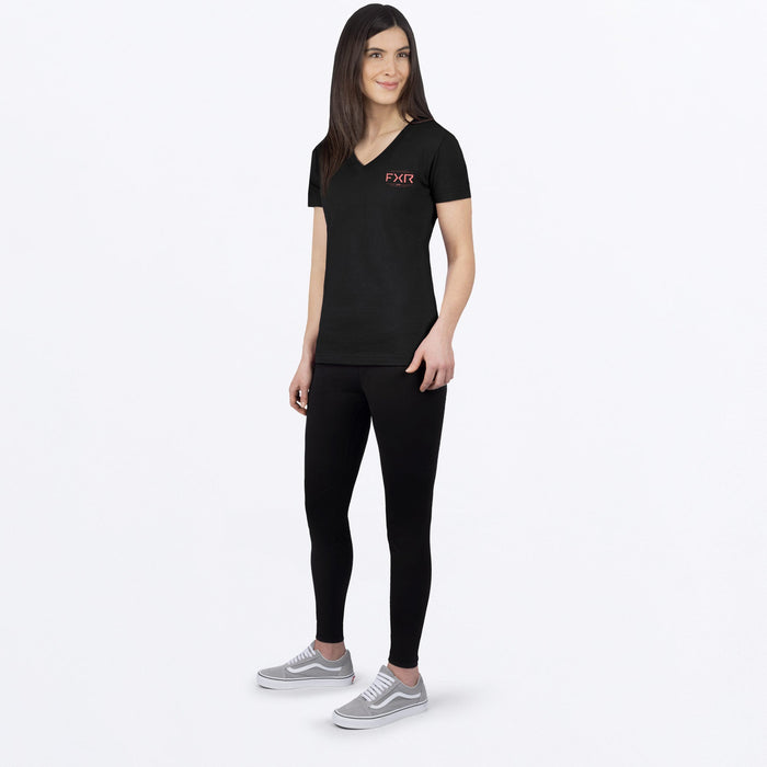 FXR Helium Premium V-neck Women's T-shirt in Black/Melon