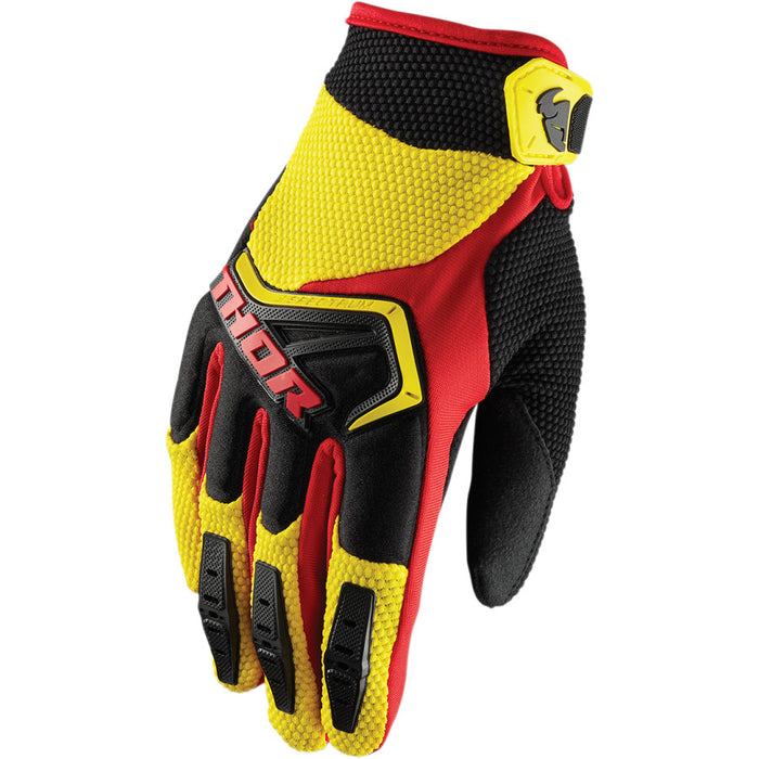 Thor Spectrum Gloves in Yellow/Black/Red