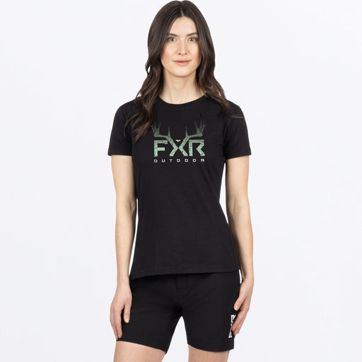 FXR Antler Premium Women's T-shirt in Black/Lt. Sage