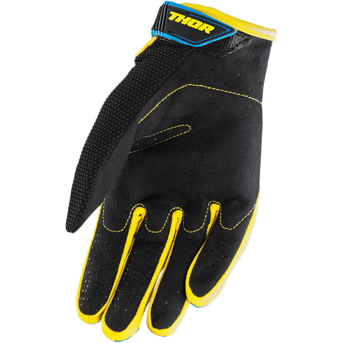 Thor Youth Spectrum Gloves in Blue/Black/Yellow - Palm