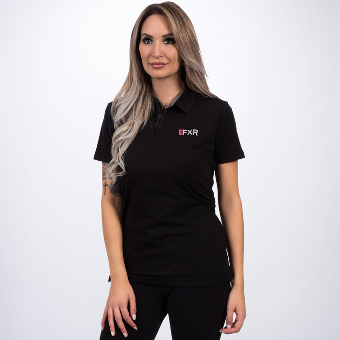 FXR Women's Evo Tech Polo Shirt in Black/Electric Pink