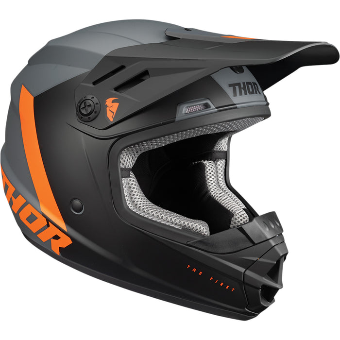 Thor Youth Sector Chev Helmet in Charcoal/Orange 2022