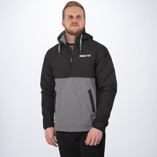 FXR Tracker Quilted Pullover Hoodie in Black/Grey Heather