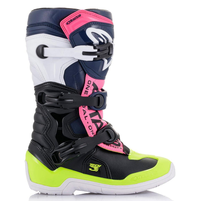 Alpinestars Kids Tech 3S Motocross/Off-Road Boots in Black/Blue/Pink