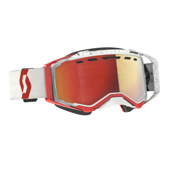Scott Prospect Snow Cross Goggles in White/Red - Light Sensitive Red Chrome