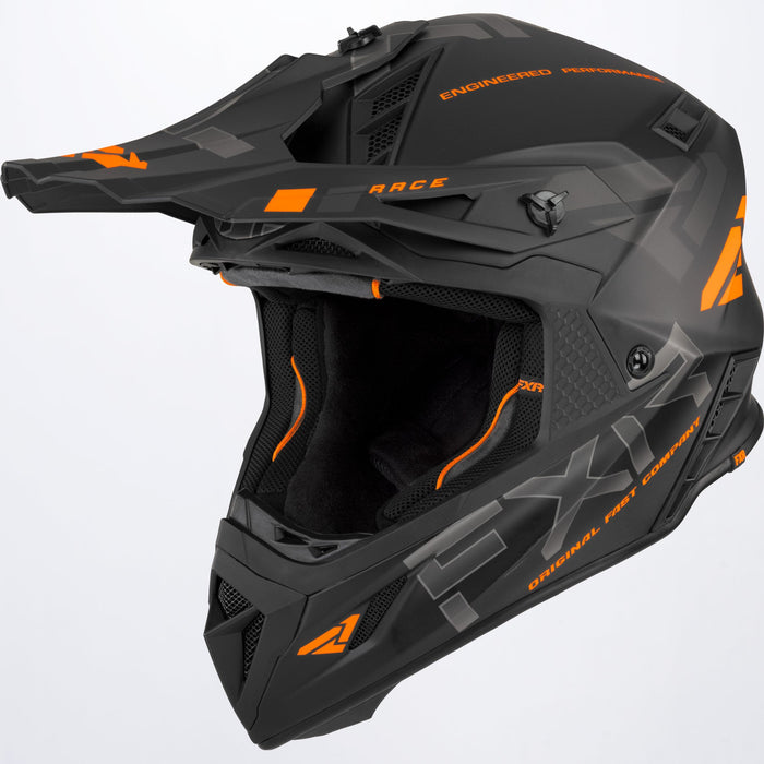 FXR Helium Race Div Helmet with D-Ring in Black/Orange