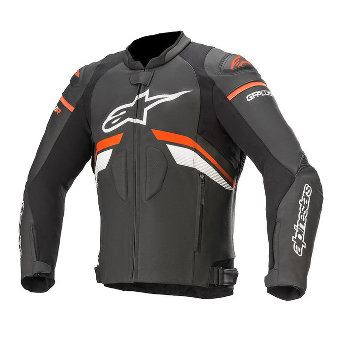 Alpinestars G Plus R V3 Non-Perforated Leather Jacket in  Black/Fluo Red/White