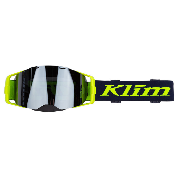 Klim Edge Off-Road Goggles in Focus Navy Blue Hi-Vis Dark Smoke Silver Mirror - 2021