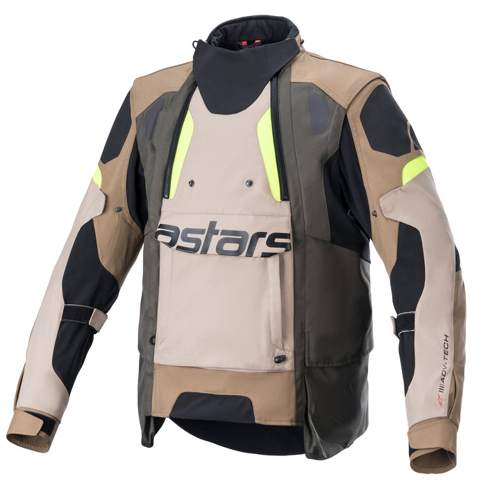 Alpinestars Halo Drystar Jacket In Dark Khaki/Sand/Fluo Yellow