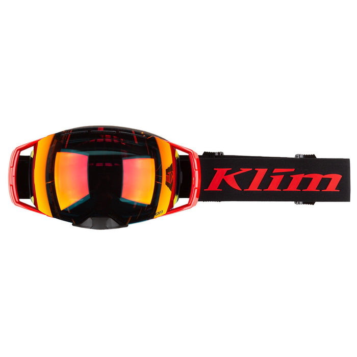 Klim Aeon Tech Snow Goggles in Fiery Red With Smoke Red Mirror Lens