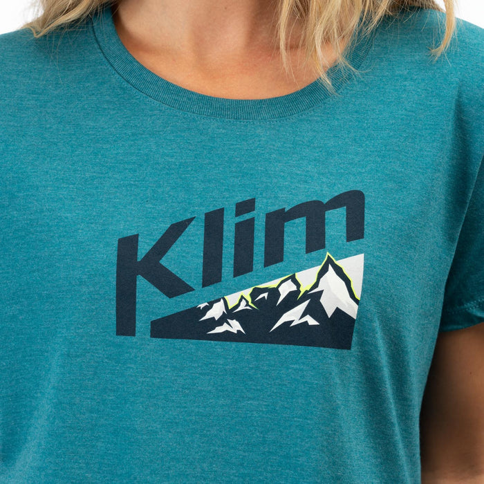 Klim Mountain Peak Women's Tri-blend Tee in Heathered Teal - Dress Blues