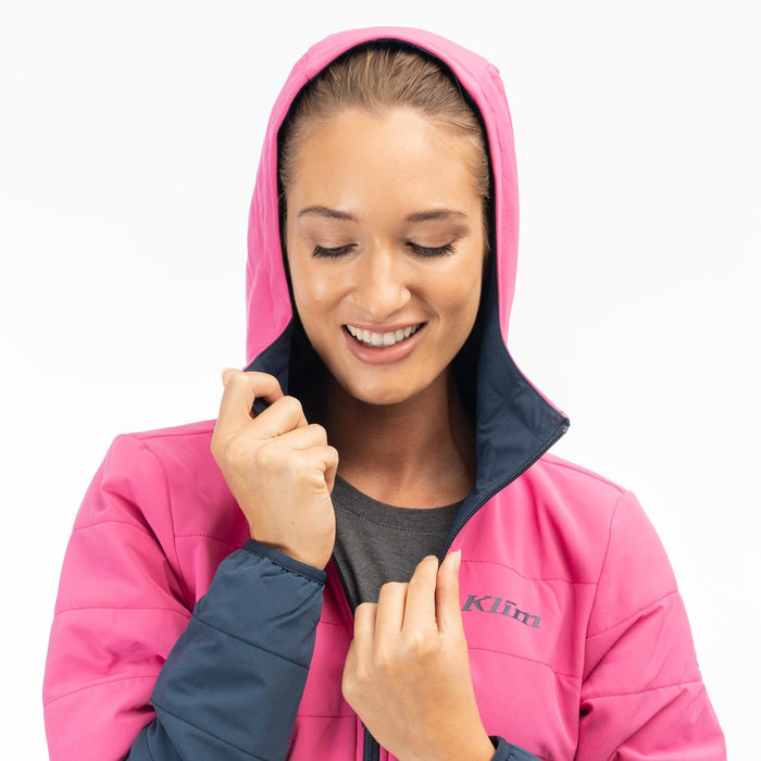 Klim Soteria Women's Insulated Hooded Jacket in Punch Pink - Dress Blues