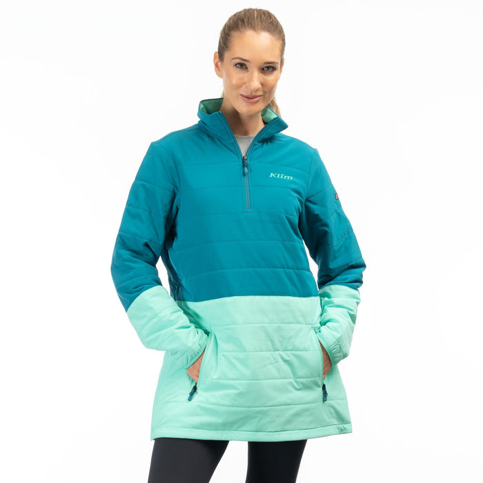 Klim Soteria Women's Insulated Pullover in Deep Lagoon - Electric Green