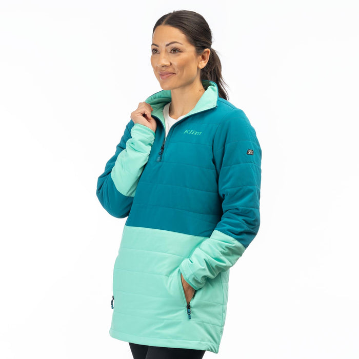 Klim Soteria Women's Insulated Pullover in Deep Lagoon - Electric Green