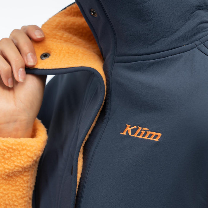 KLIM High Pile Mountain Women's Fleece Jacket in Mock Orange - Dress Blues