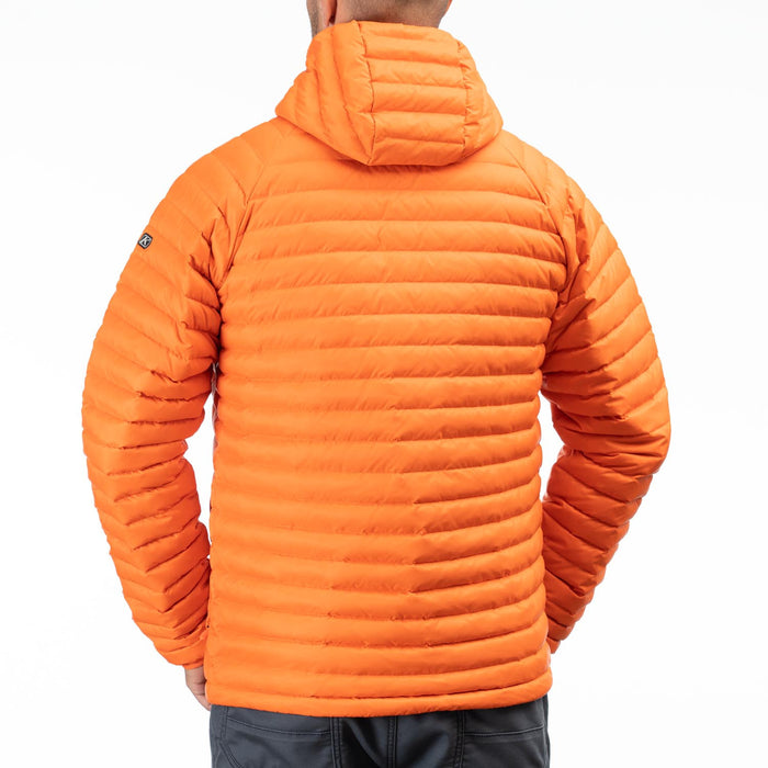 KLIM Arete Down Hooded Jacket in Red Orange