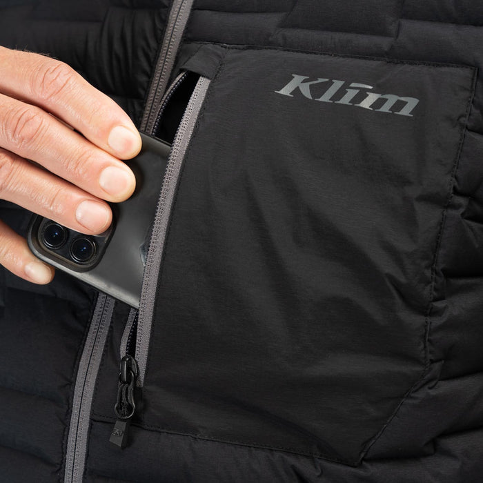 KLIM Boulder Stretch Down Hybrid Hoodie in Black
